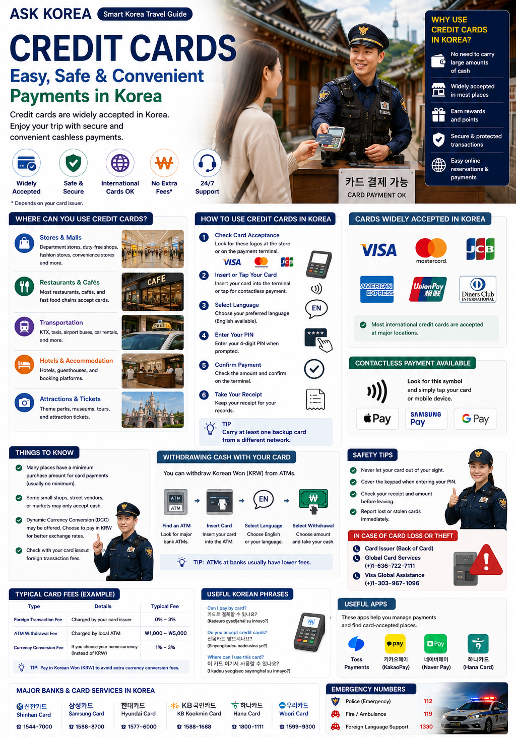 Credit Cards infographic — ASK KOREA guide to using credit cards in Korea.