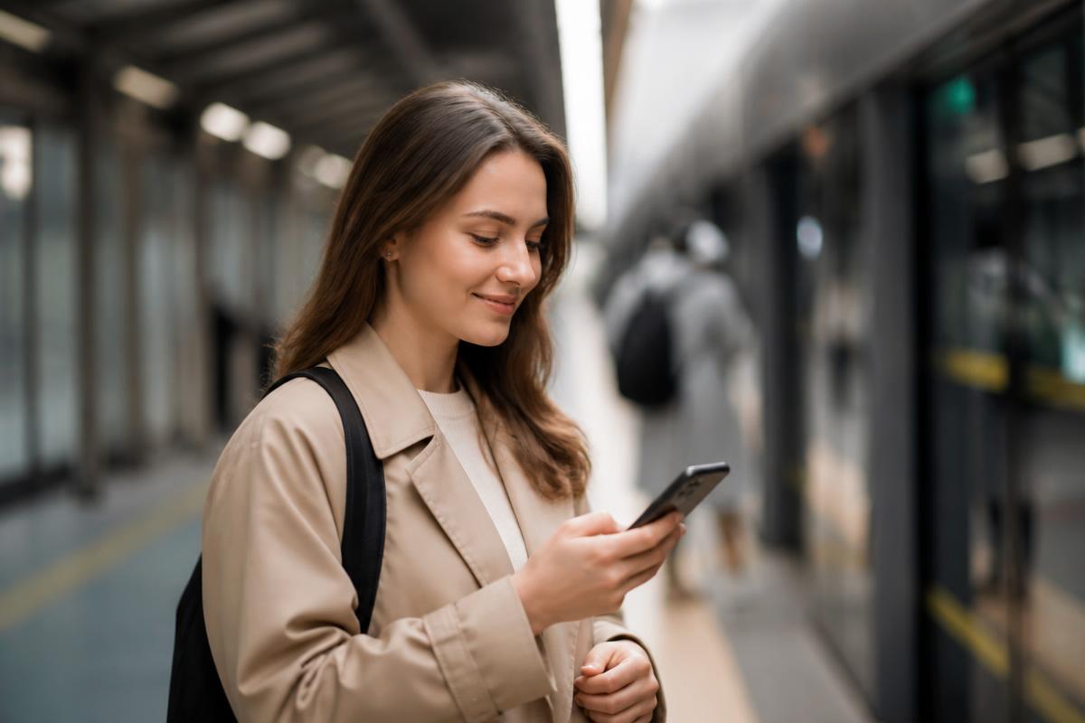 Visitor using a smartphone to ask questions while travelling in Korea