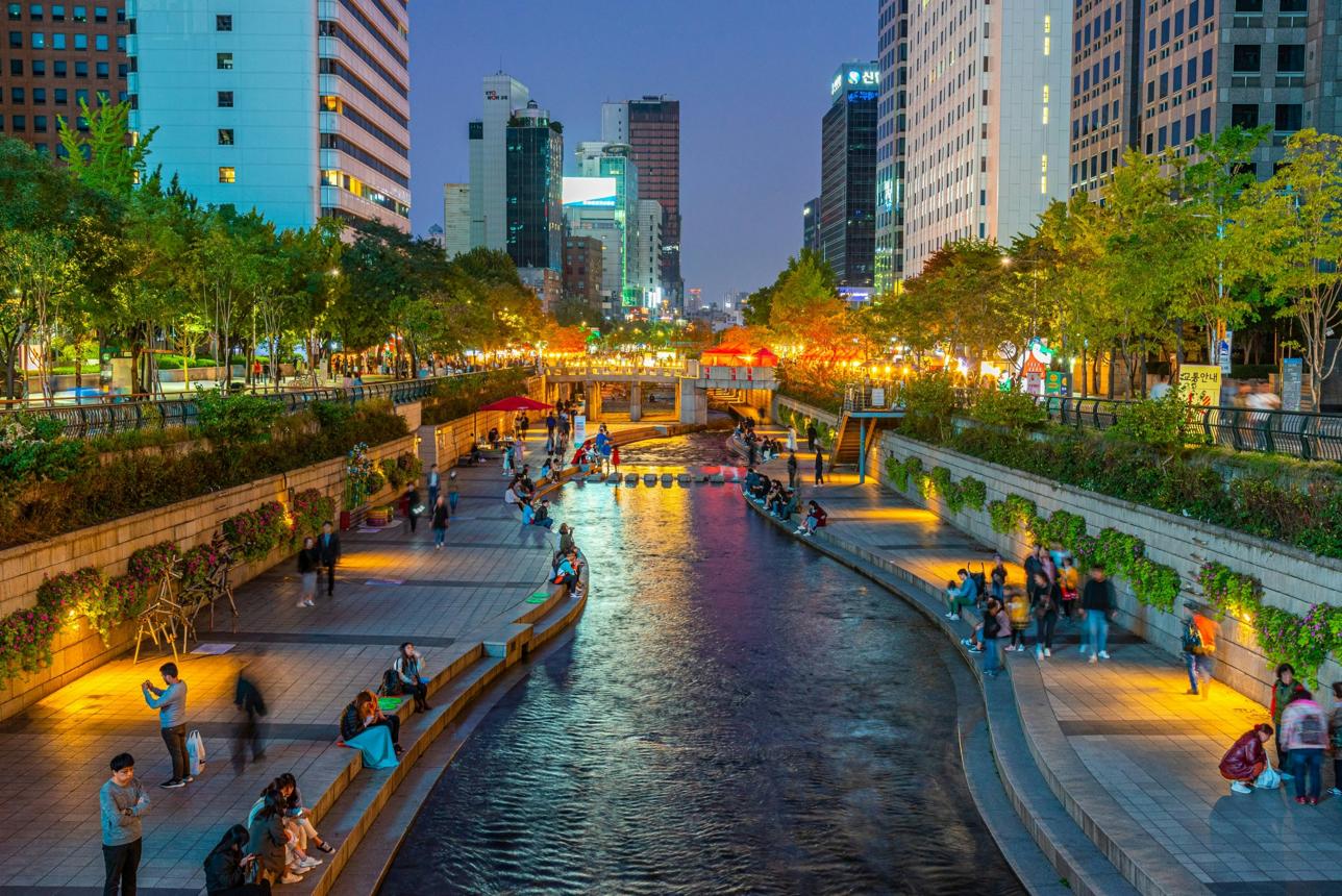 Cheonggyecheon evening walk — Korean Traditional Liquor & Makgeolli Experience in Korea