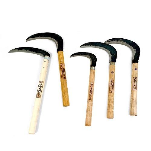 A collection of traditional hand-forged Korean sickles