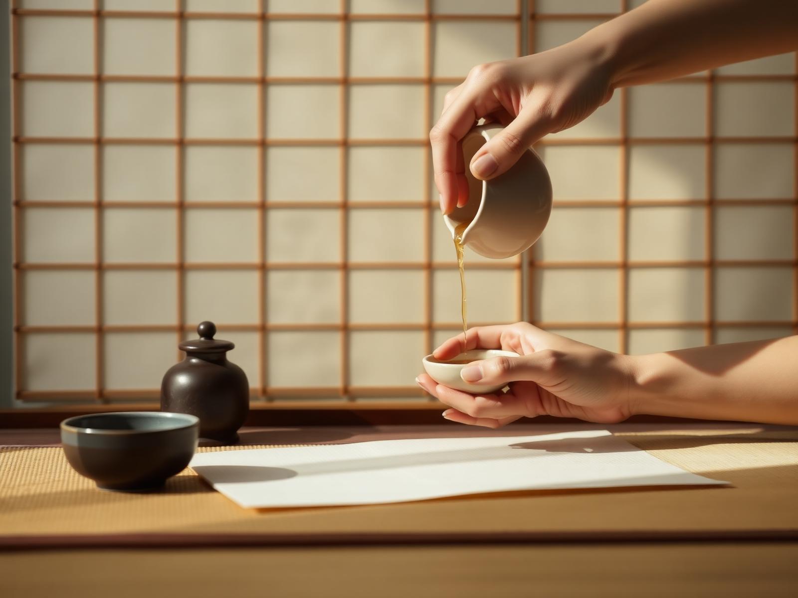 Quiet traditional Korean tea setting