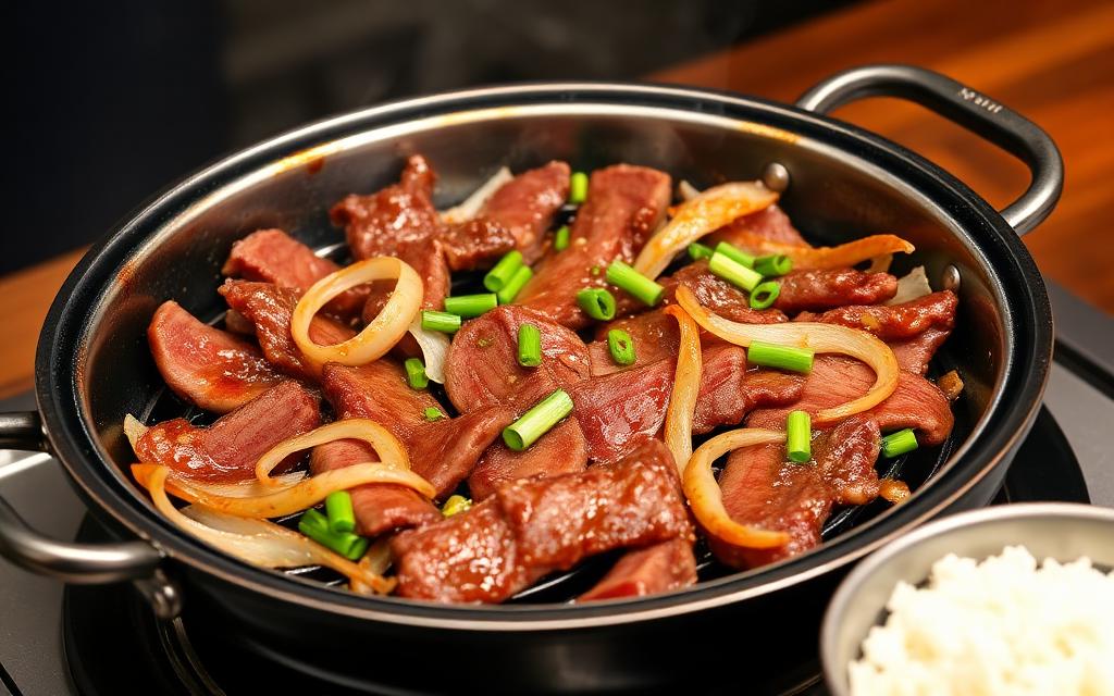 Marinated bulgogi beef with vegetables