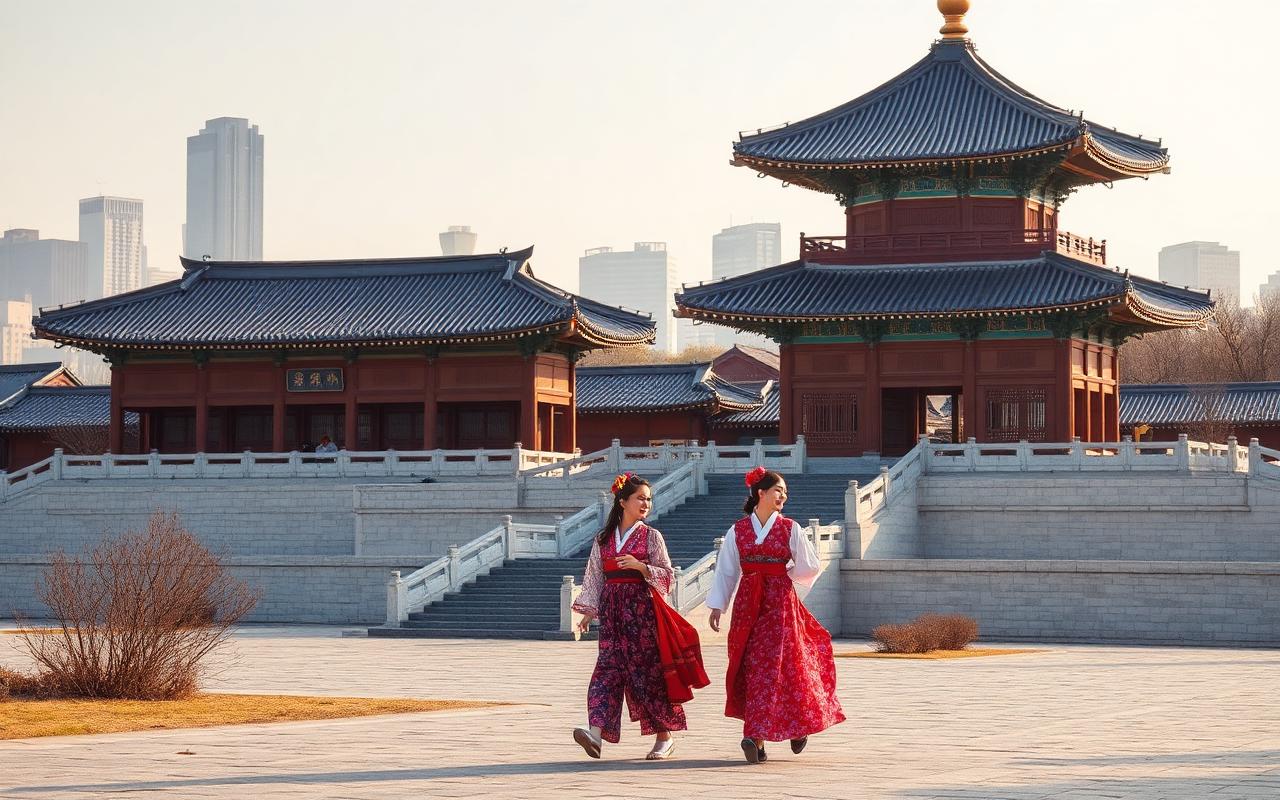 Royal palace courtyard in Seoul