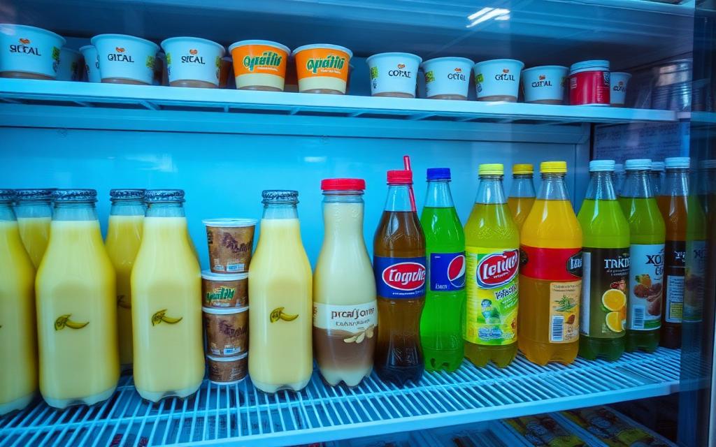 Refrigerated drinks case in a Korean convenience store