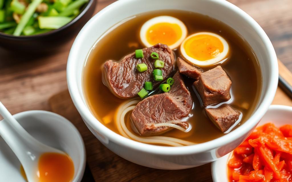Galbitang beef short rib soup in a white bowl