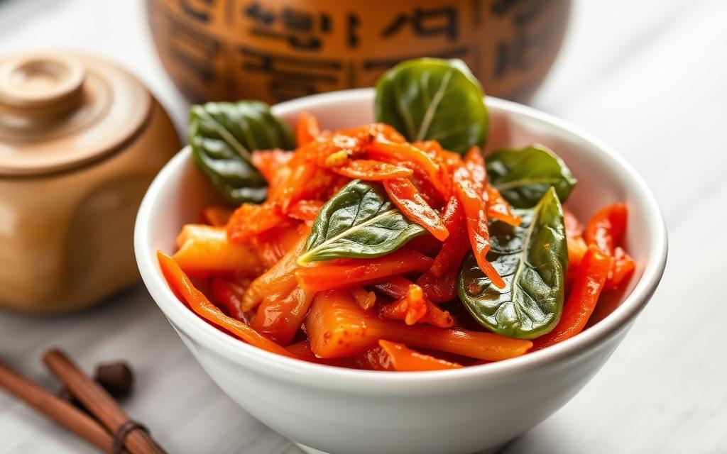 Freshly made napa cabbage kimchi