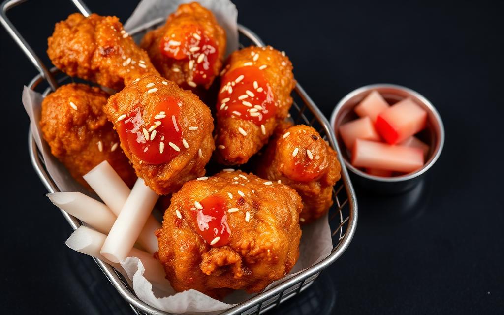 Crispy Korean fried chicken with sauce