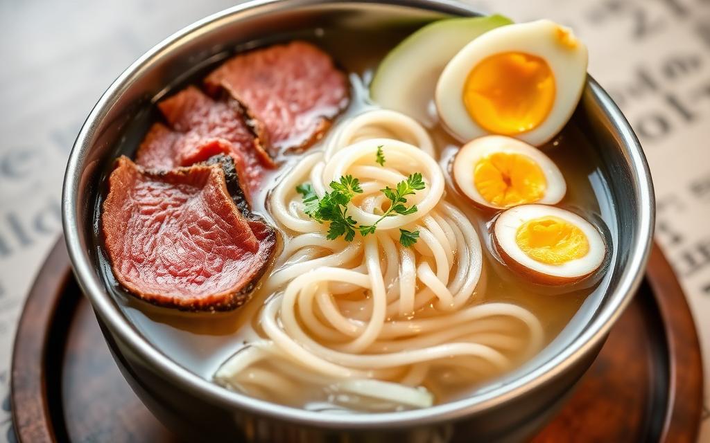 Cold naengmyeon buckwheat noodles in icy broth