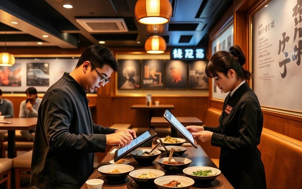 Ordering at a modern Korean restaurant table