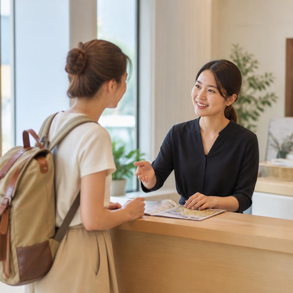 Hotel check-in desk in Korea