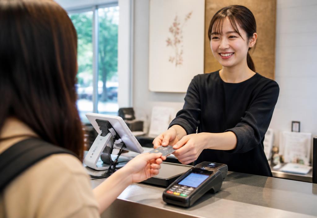 Paying by card at a Korean shop counter